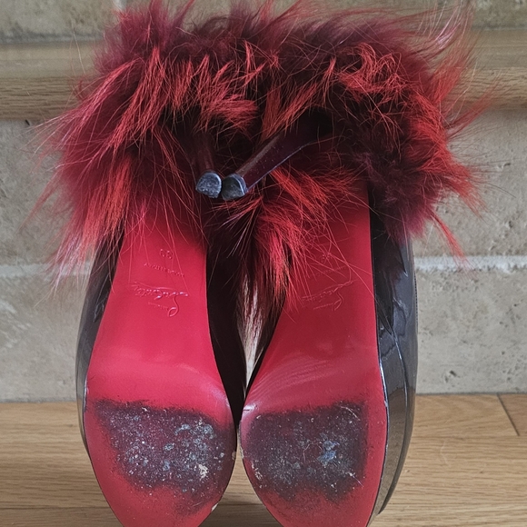Christian Louboutin 39 150 Lady Fur Peep Toe Sling Back - Picture 7 of 7